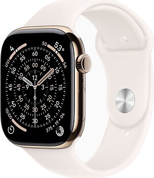 Фото Apple Watch Series 11 GPS + Cellular 46mm Gold Titanium Case with Light Blush Sport Band (MFD64RK/A)