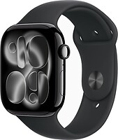 Фото Apple Watch Series 11 GPS + Cellular 46mm Jet Black Aluminium Case with Black Sport Band (MFC44RK/A)