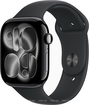 Фото Apple Watch Series 11 GPS + Cellular 46mm Jet Black Aluminium Case with Black Sport Band (MFC44RK/A)