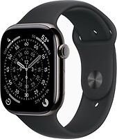 Фото Apple Watch Series 11 GPS + Cellular 46mm Slate Titanium Case with Black Sport Band (MFD24RK/A)