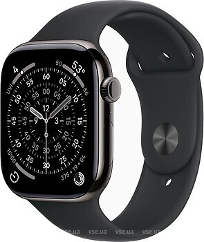Фото Apple Watch Series 11 GPS + Cellular 46mm Slate Titanium Case with Black Sport Band (MFD24RK/A)