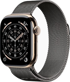 Фото Apple Watch Series 11 GPS + Cellular 42mm Gold Titanium Case with Slate Milanese Loop (MF9M4+MGJ14)
