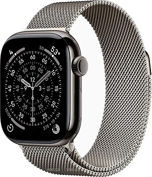 Фото Apple Watch Series 11 GPS + Cellular 42mm Slate Titanium Case with Natural Milanese Loop (MF9K4+MGHY4)