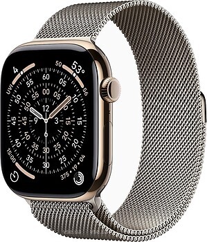 Фото Apple Watch Series 11 GPS + Cellular 46mm Gold Titanium Case with Natural Milanese Loop (MFC34+MGJ34)