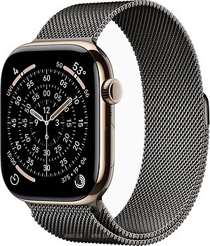 Фото Apple Watch Series 11 GPS + Cellular 46mm Gold Titanium Case with Slate Milanese Loop (MFC34+MGJ74)