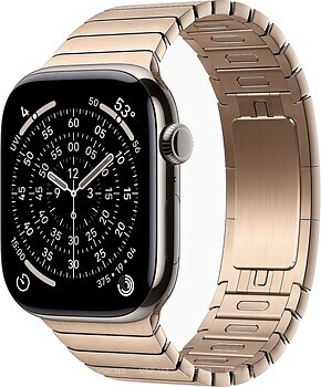 Фото Apple Watch Series 11 GPS + Cellular 46mm Natural Titanium Case with Gold Link Bracelet (MFAY4+MXMH3)