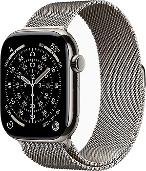 Фото Apple Watch Series 11 GPS + Cellular 46mm Natural Titanium Case with Natural Milanese Loop (MFD04)