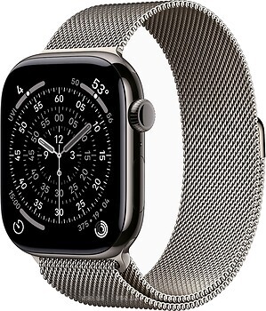 Фото Apple Watch Series 11 GPS + Cellular 46mm Slate Titanium Case with Natural Milanese Loop (MFC14+MGJ34)