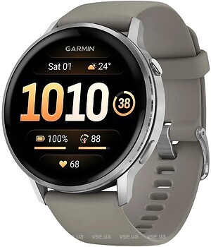 Фото Garmin Venu 4 45mm Silver with Silver Gray Silicone Band (010-03014-01)
