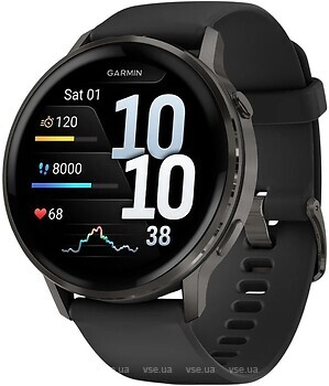 Фото Garmin Venu 4 45mm Slate with Black Silicone Band (010-03014-00)