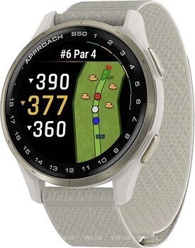 Фото Garmin Approach S50 Cream Gold Aluminum Bezel with Ivory ComfortFit Nylon Band (010-03010-01)
