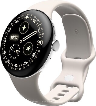 Фото Google Pixel Watch 4 45mm Polished Silver Aluminum case / Porcelain Active Band