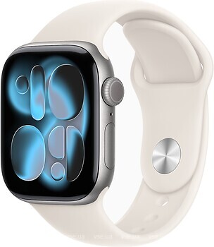Фото Apple Watch Series 11 GPS 42mm Space Grey Aluminium Case with Starlight Sport Band (MEW14+MXLL3)