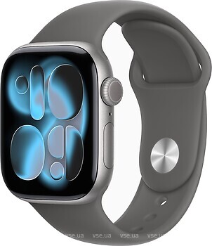 Фото Apple Watch Series 11 GPS 42mm Space Grey Aluminium Case with Stone Gray Sport Band (MEW14+MXLG3)