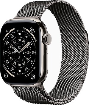 Фото Apple Watch Series 11 GPS + Cellular 42mm Natural Titanium Case with Slate Milanese Loop (MF9H4+MGJ14)
