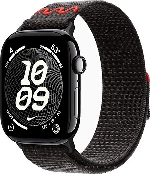 Фото Apple Watch Series 11 GPS 46mm Jet Black Aluminum Case with Midnight Black Nike Sport Loop (MEW84+MGD34)