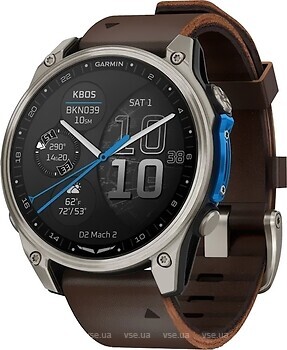 Фото Garmin D2 Mach 2 47mm Titanium with Oxford Brown Leather Band (010-02904-30)