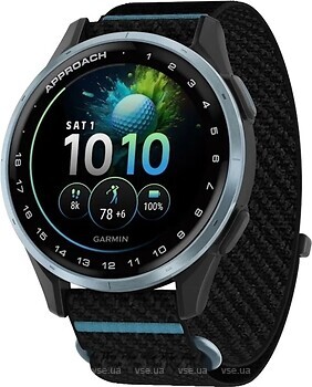 Фото Garmin Approach J1 Cloud Blue Aluminum Bezel with Black/Azure ComfortFit Fabric Band (010-03898-00)