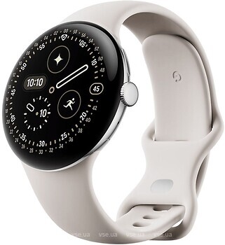 Фото Google Pixel Watch 4 41mm Polished Silver Aluminum case / Porcelain Active Band