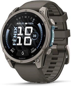 Фото Garmin Fenix 9 Amoled 47mm Sapphire Titanium with Pebble Grey Silicone Band (010-04762-01)