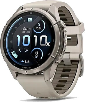 Фото Garmin Fenix 9 Pro inReach 43mm Titanium with Fog Gray/Dark Silicone Band (010-04335-80/81)