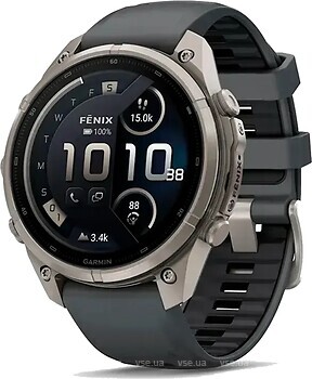 Фото Garmin Fenix 9 Pro inReach 47mm Titanium with Graphite/Black Silicone Band (010-04336-20/21)