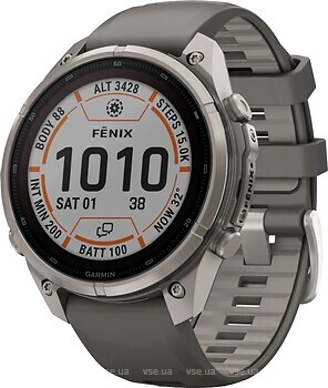 Фото Garmin Fenix 9 Pro inReach Solar 47mm Titanium with Pebble Gray/Silver Silicone Band (010-04336-00/01)