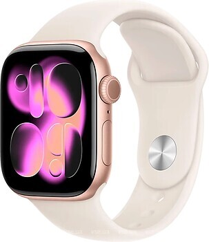 Фото Apple Watch Series 11 GPS 42mm Rose Gold Aluminum Case with Starlight Sport Band (MEW24+MXLL3)