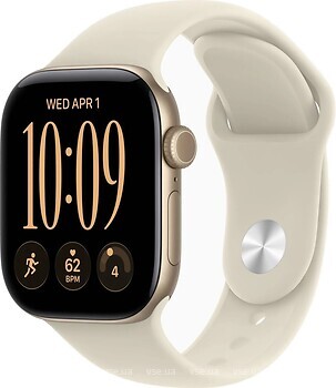 Фото Apple Watch Series 12 GPS + Cellular 46mm Light Gold Aluminum Case with Sand Sport Band (MJGA4)