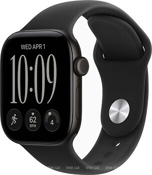Фото Apple Watch Series 12 GPS 46mm Black Aluminum Case with Black Sport Band (MJEL4)