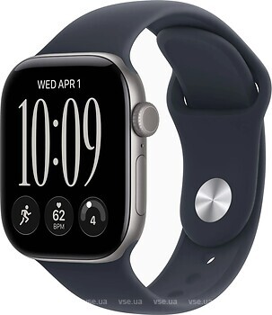 Фото Apple Watch Series 12 GPS 42mm Space Grey Aluminum Case with Navy Blue Sport Band (MJE74)