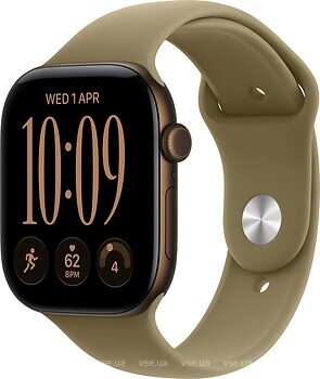 Фото Apple Watch Series 12 GPS + Cellular 46mm Dark Bronze Aluminum Case with Olive Sport Band (MJGE4)