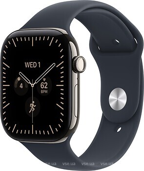 Фото Apple Watch Series 12 GPS + Cellular 42mm Natural Titanium Case with Navy Blue Sport Band (MJGF4)