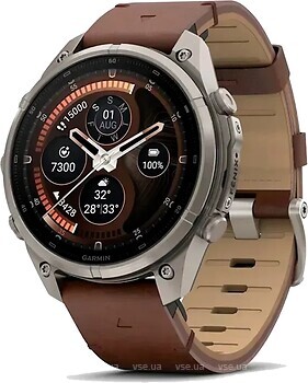 Фото Garmin Fenix 9 Pro inReach 47mm Titanium with Walnut Leather Band (010-04336-40/41)