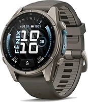 Фото Garmin Fenix 9 Amoled 43mm Sapphire Titanium with Pebble Gray Silicone Band (010-04761-10/11)