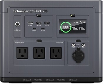 Фото Schneider OffGrid Portabl e Power Station 500 517 Wh Black/Green (PPS500-GR)