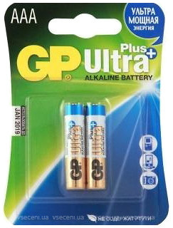 Фото GP Batteries AAA Alkaline 2 шт Ultra Plus (24AUP)