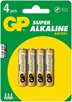 Фото GP Batteries AAA Alkaline 4 шт Super (24A)