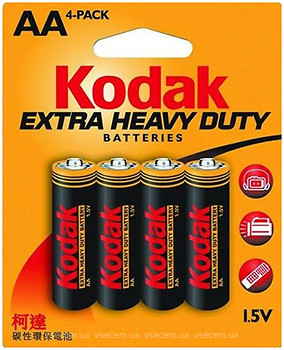 Фото Kodak AA Zinc-Carbon 4 шт Extra Heavy Duty (30951044)