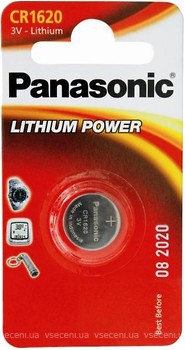 Фото Panasonic CR-1620 3B Lithium 1 шт (CR-1620EL/1B)