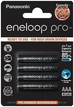 Фото Panasonic Eneloop Pro AAA 930mAh 4 шт (BK-4HCDE/4BE)