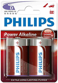 Фото Philips D Alkaline 2 шт PowerLife (LR20P2B/97)