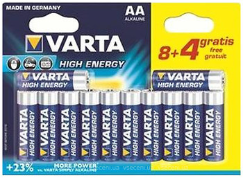 Фото Varta AA Alkaline 8+4 шт High Energy (04906121472)