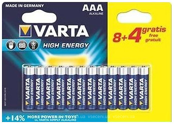 Фото Varta AAA Alkaline 8+4 шт High Energy (04903121472)