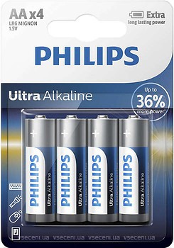 Фото Philips AA Alkaline 4 шт Ultra Alkaline (LR6E4B/10)