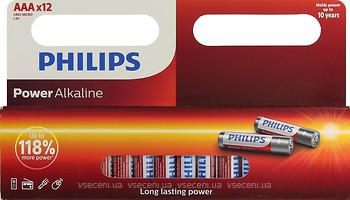 Фото Philips AAA Alkaline 12 шт Power Alkaline (LR03P12W/10)