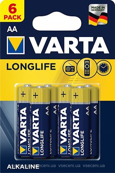 Фото Varta AA Alkaline 6 шт LongLife Extra (04106101436)