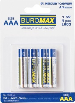 Фото BuroMax AAA LR03 Alkaline BM.590 4 шт (BM.5901-4)