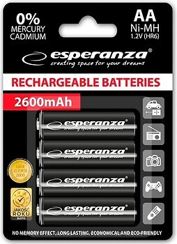 Фото Esperanza AA 2600mAh NiMh 4 шт (EZA106)