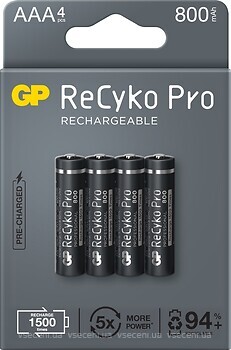 Фото GP Batteries AAA HR03 800mAh NiMh 4 шт ReCyko Pro (GP85AAAHCB-2EB4)